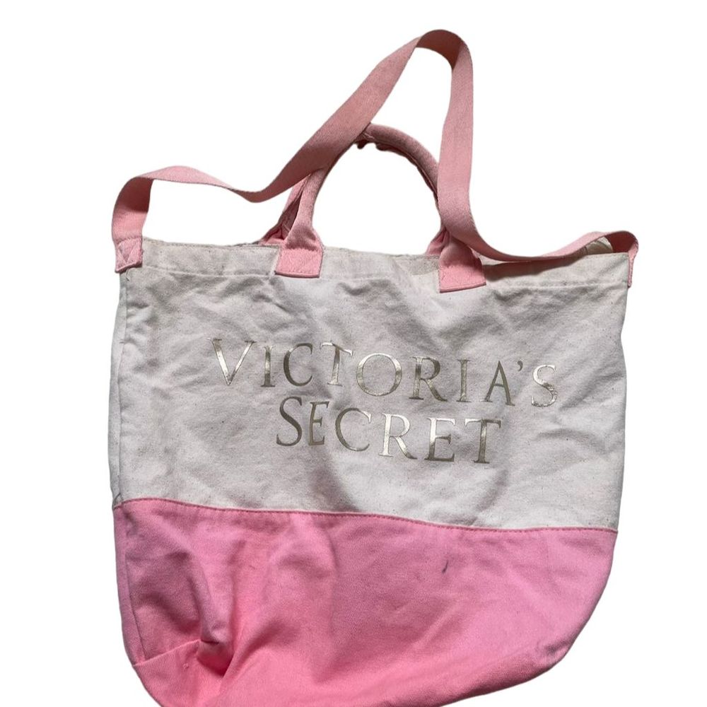 Victoria's Secret Canvas Tote Bag Cream/Pink